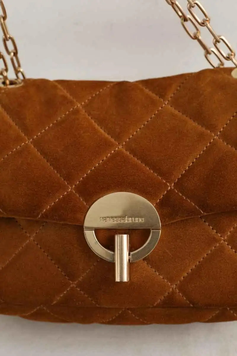 Sac à bandoulière Vanessa Bruno Moon grand Camel en Daim
