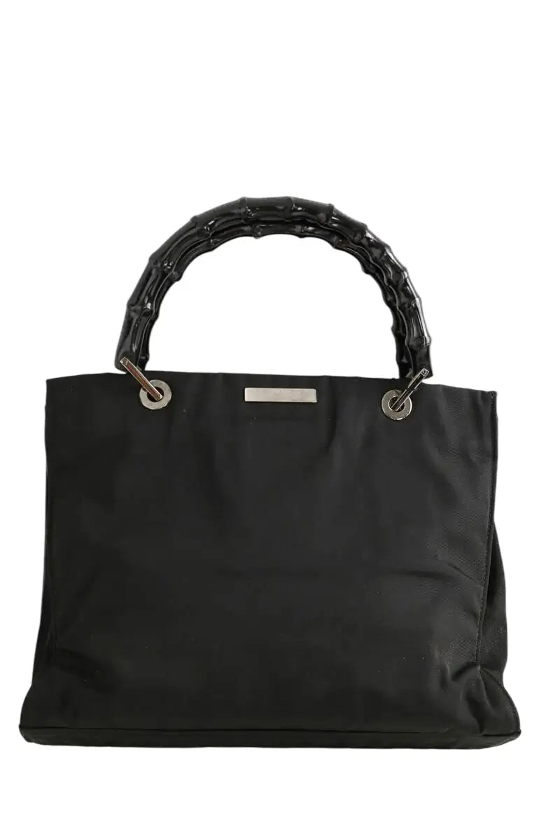 Sac à main Gucci Bamboo Noir en Tissu - Seconde Main