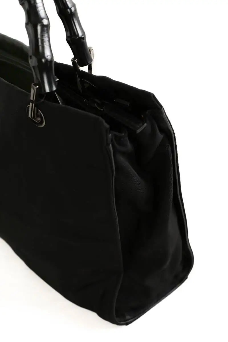 Sac à main Gucci Bamboo Noir en Tissu