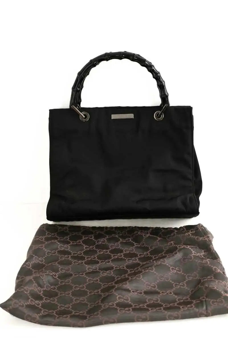 Sac à main Gucci Bamboo Noir en Tissu