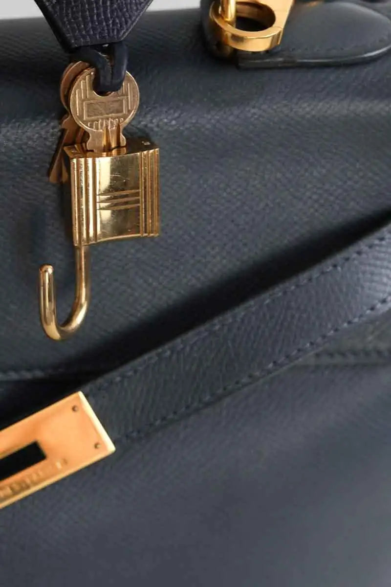 Sac à main Hermès Kelly 32 Bleu en Cuir