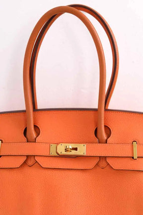 Sac à main Hermès Shoulder Birkin Bag Orange en Cuir
