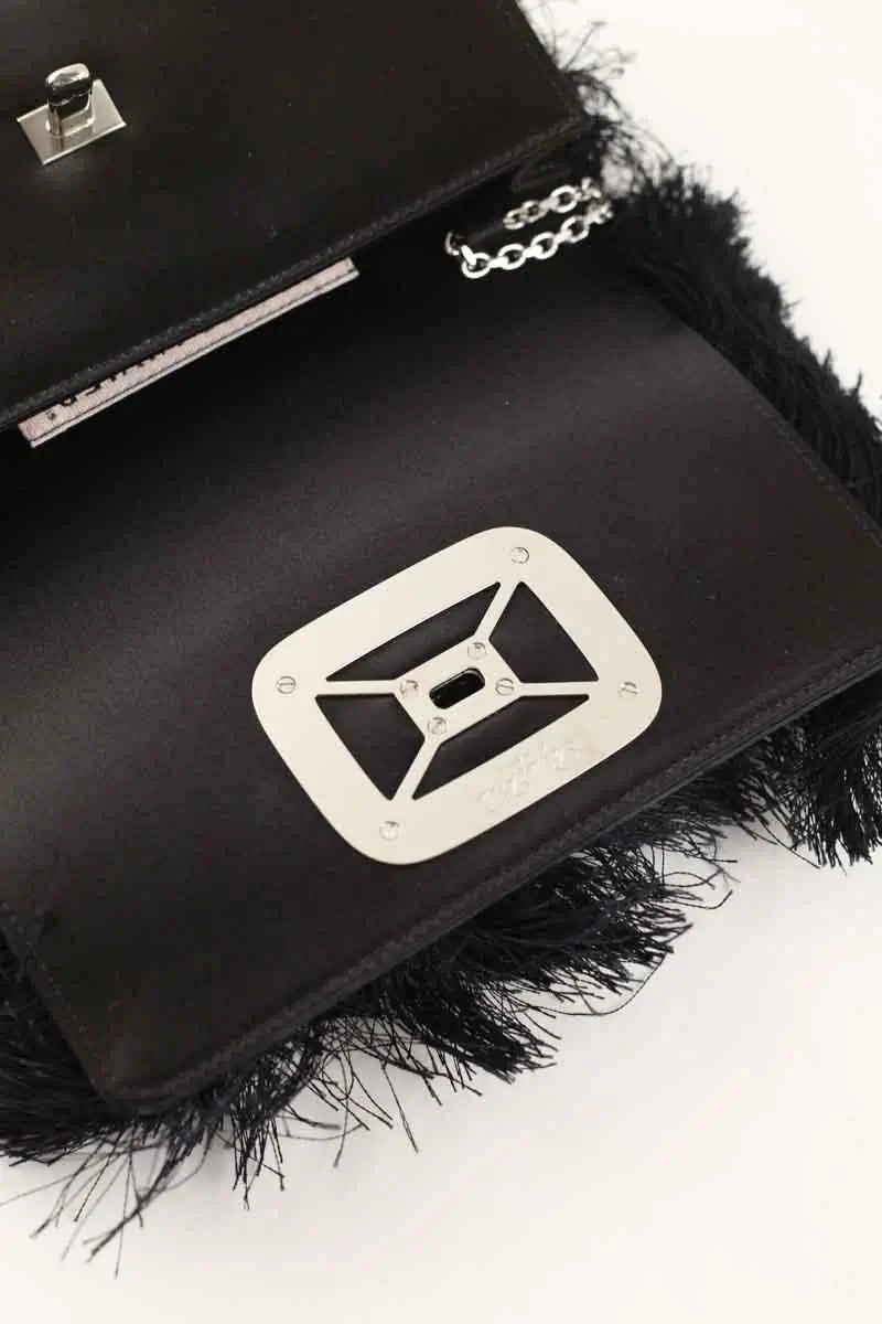 Sac à main Roger Vivier Viv choc en satin et strass Noir en Tissu