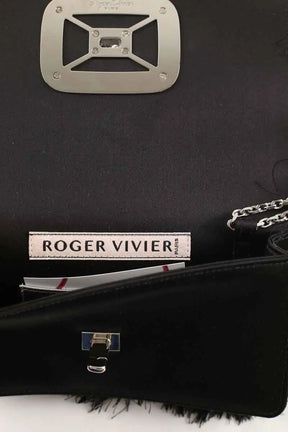 Sac à main Roger Vivier Viv choc en satin et strass Noir en Tissu