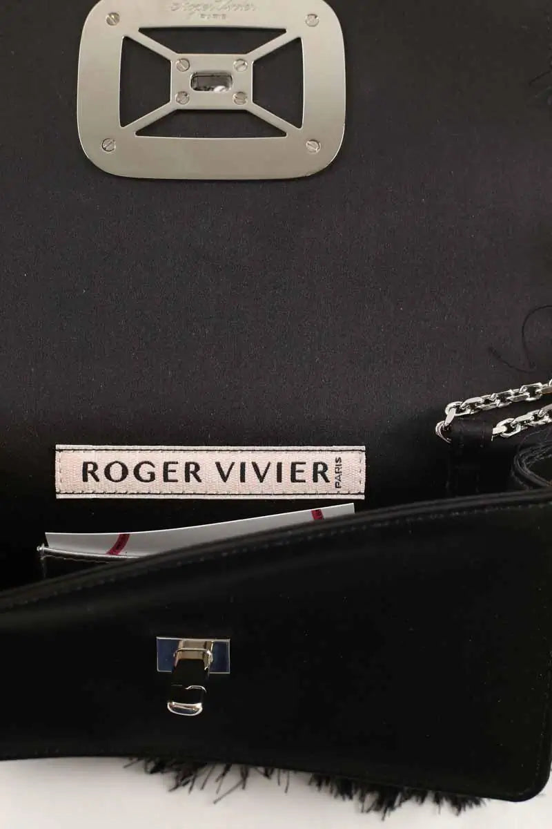 Sac à main Roger Vivier Viv choc en satin et strass Noir en Tissu