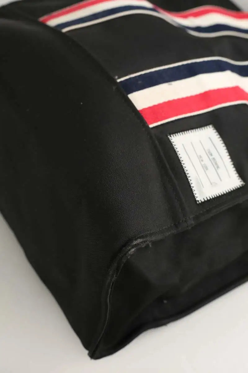 Sac de week-end Thom Browne Trimmed canvas tote bag Noir en Cuir