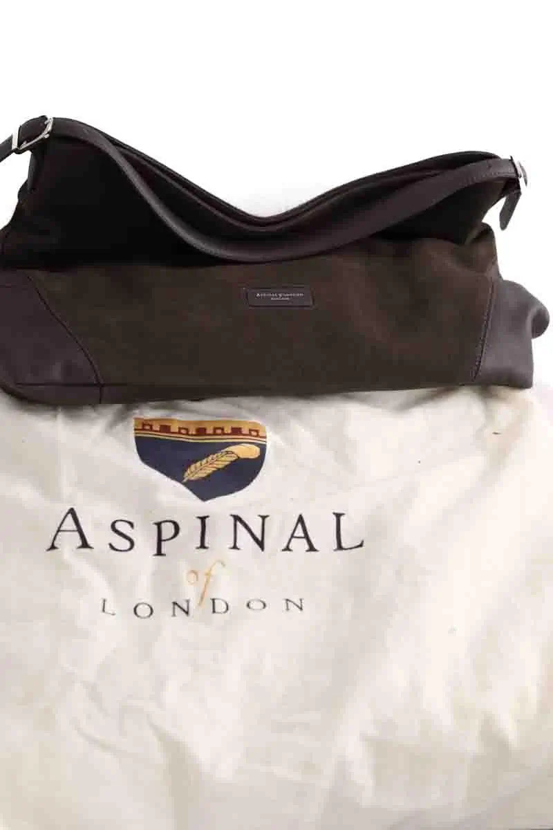 Sac porté épaule Aspinal of London Kaki en Daim