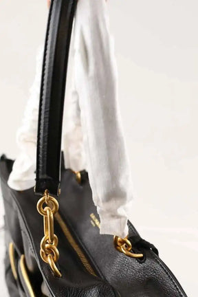 Sac porté épaule Balmain Anthem Noir en Cuir