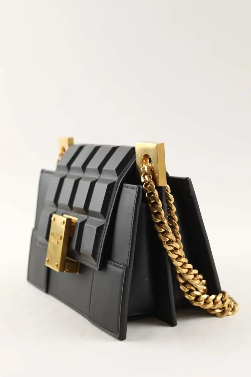 Sac porté épaule Balmain Chocolate 23 shoulder bag Noir en Cuir