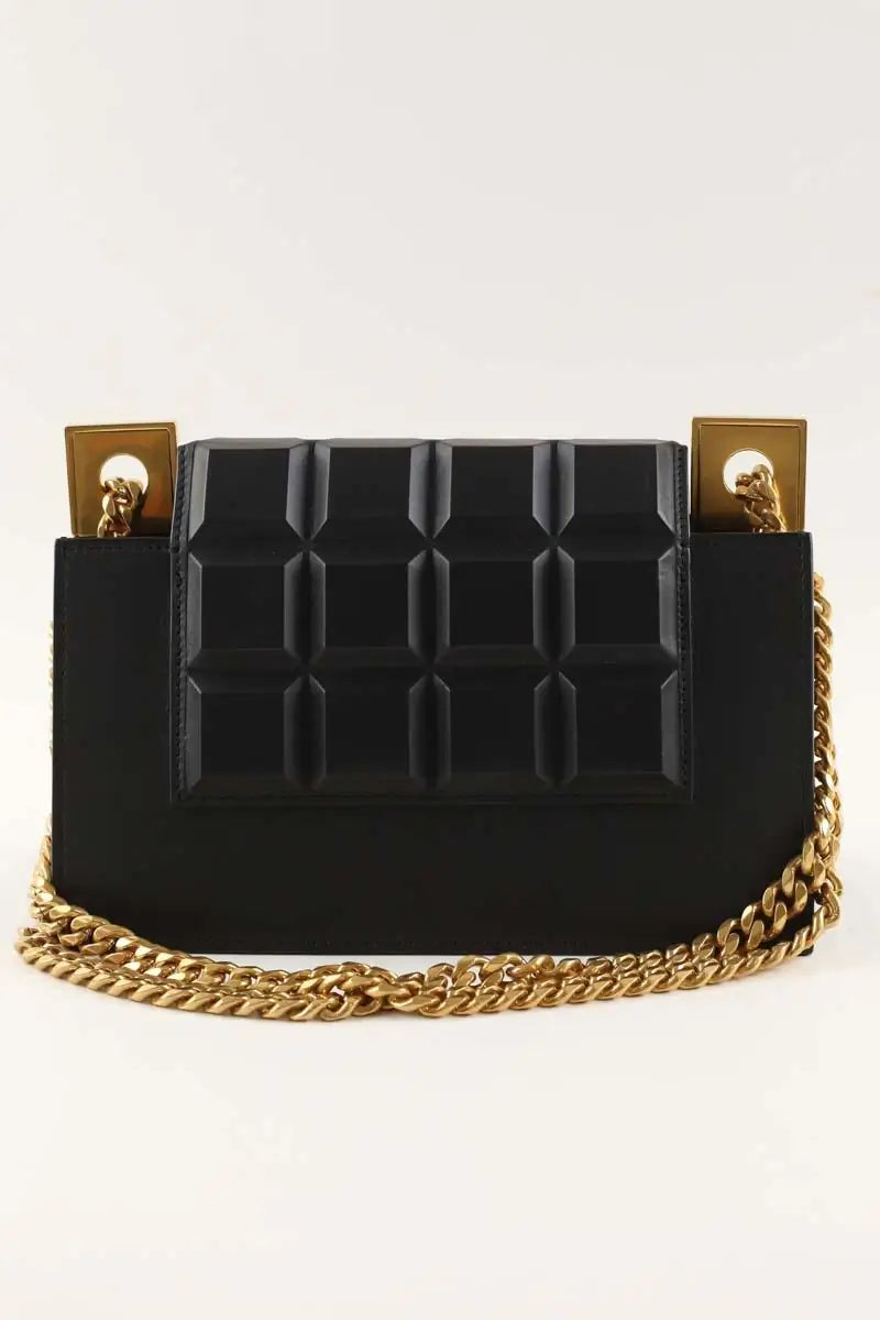 Sac porté épaule Balmain Chocolate 23 shoulder bag Noir en Cuir