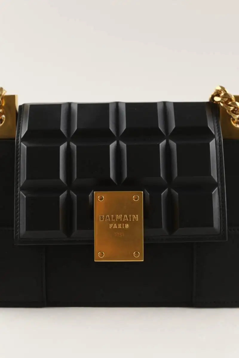 Sac porté épaule Balmain Chocolate 23 shoulder bag Noir en Cuir