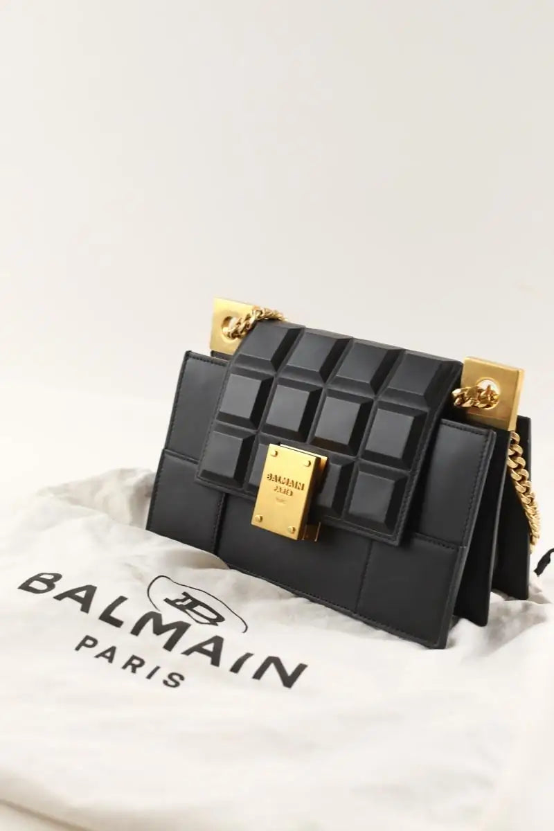 Sac porté épaule Balmain Chocolate 23 shoulder bag Noir en Cuir