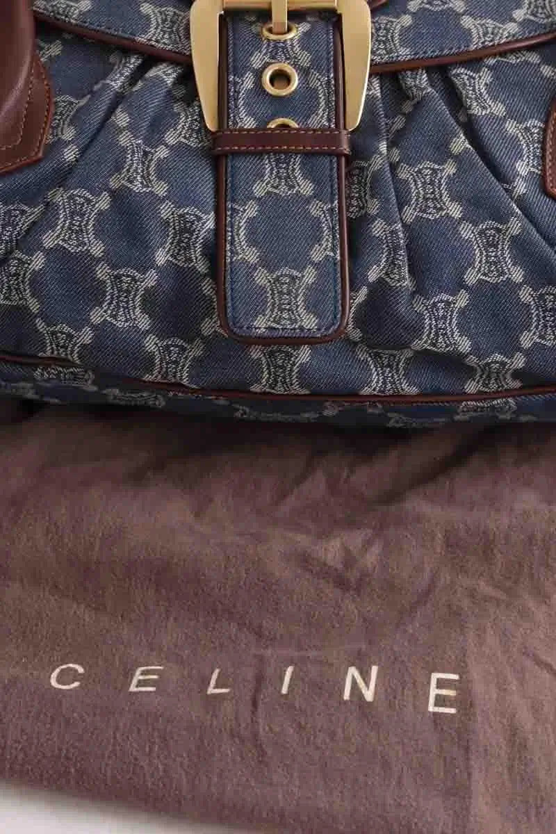 Sac porté épaule Celine Bleu en Coton