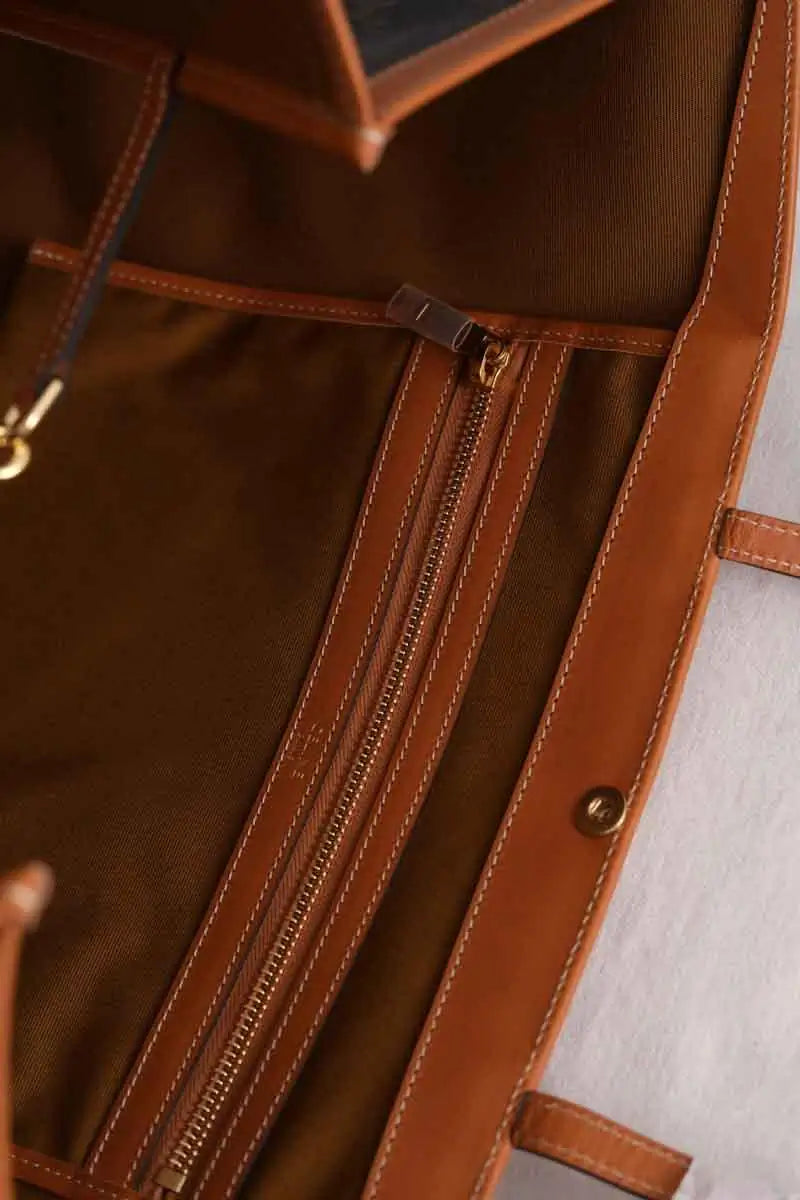 Sac porté épaule Celine Grand Flat Shopper Marron en Cuir