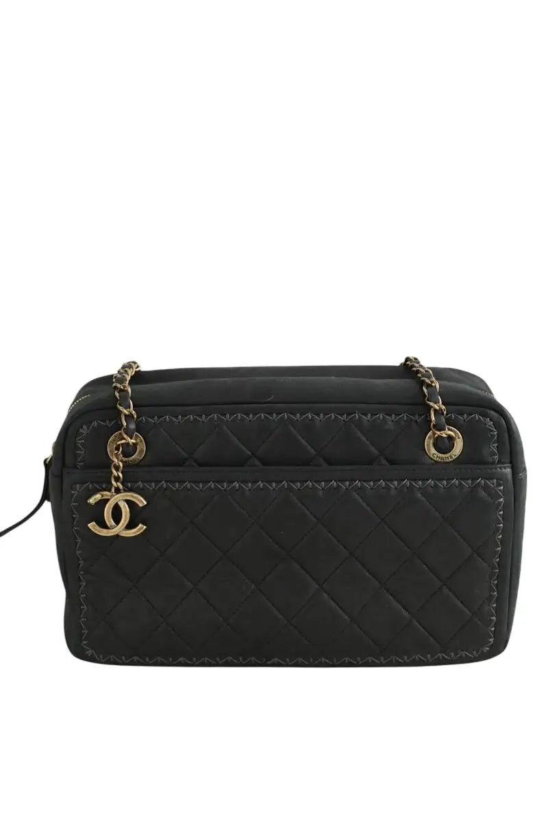 Sac porté épaule Chanel Stitched camera bag Graublau Noir en Cuir - Seconde Main
