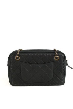 Sac porté épaule Chanel Stitched camera bag Graublau Noir en Cuir