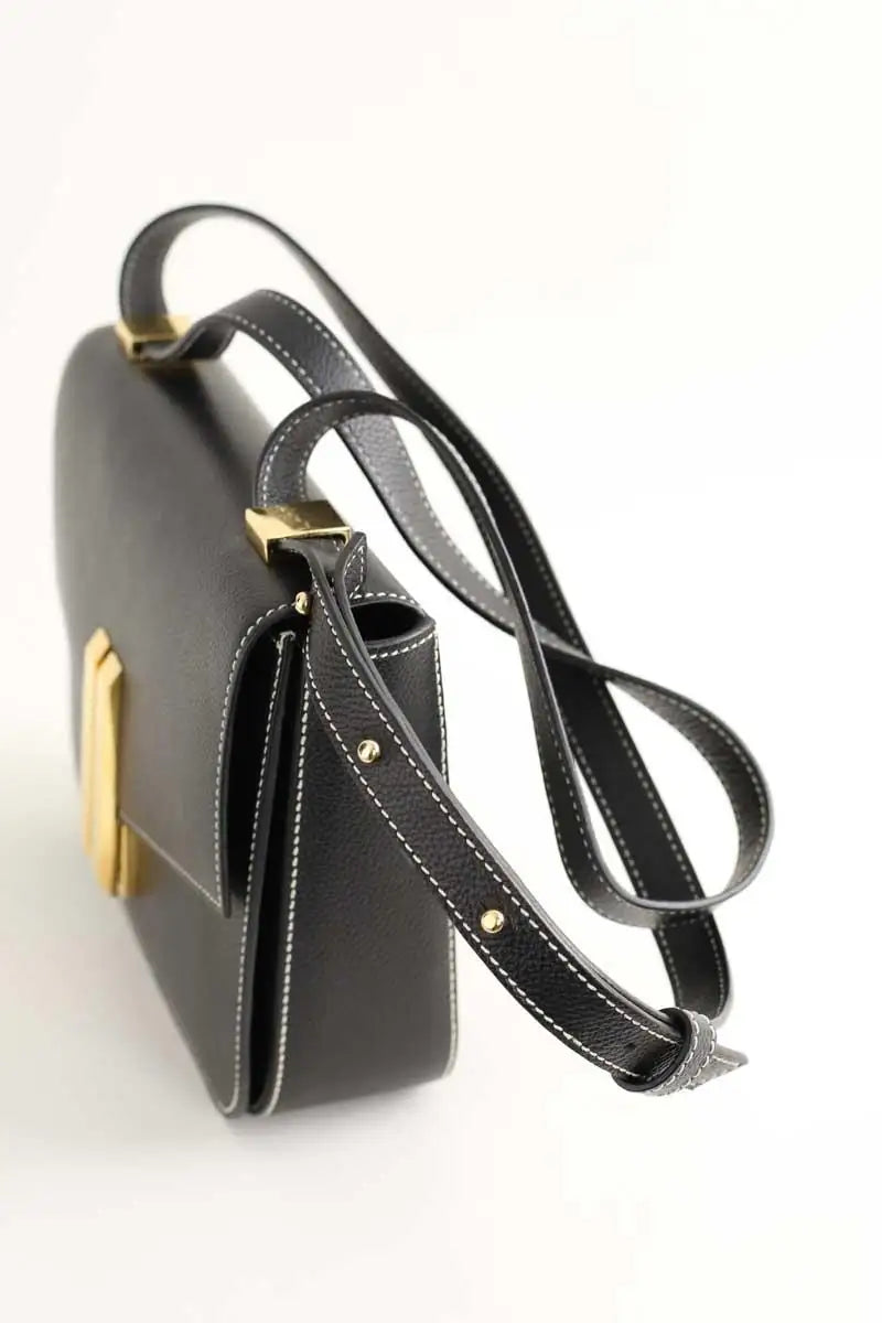 Sac porté épaule Demellier London Anthracite en Cuir