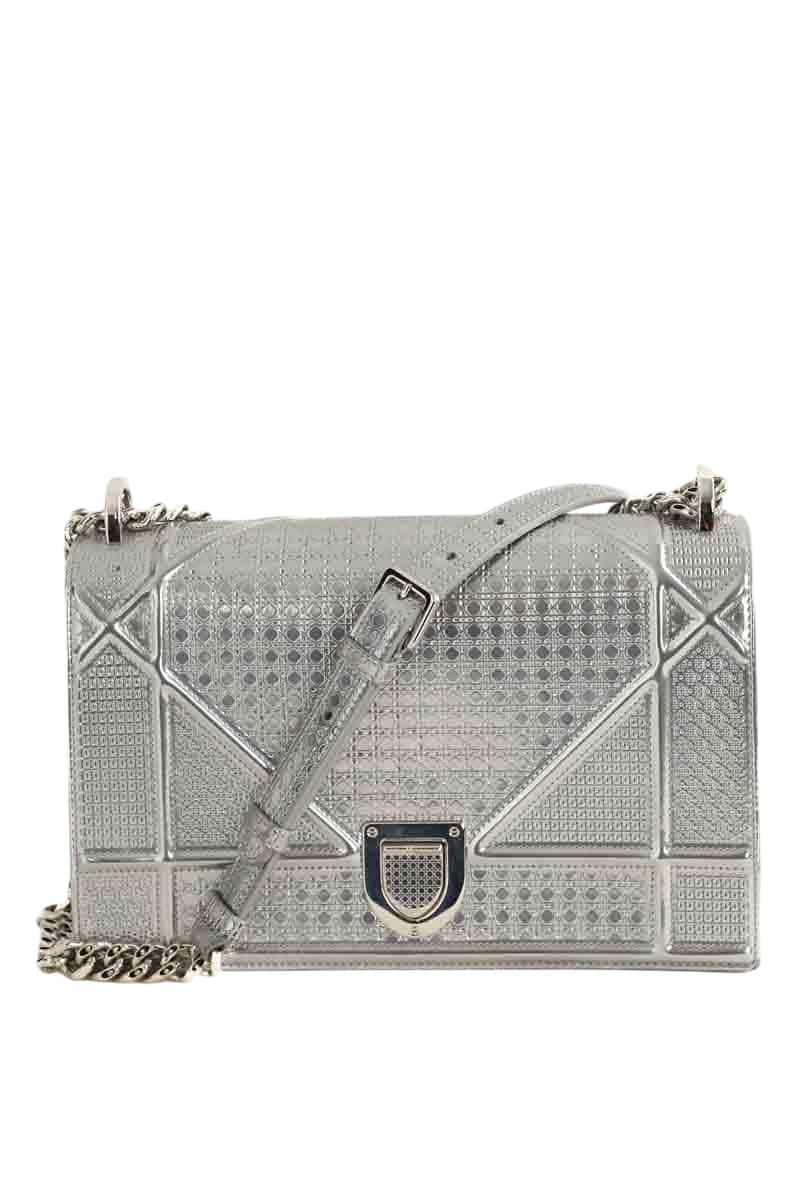 Sac porté épaule Dior Diorama Argent en Cuir - Seconde Main