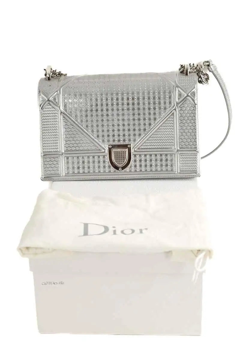 Sac porté épaule Dior Diorama Argent en Cuir