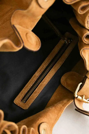Sac porté épaule Gerard Darel Chiara Camel en Daim