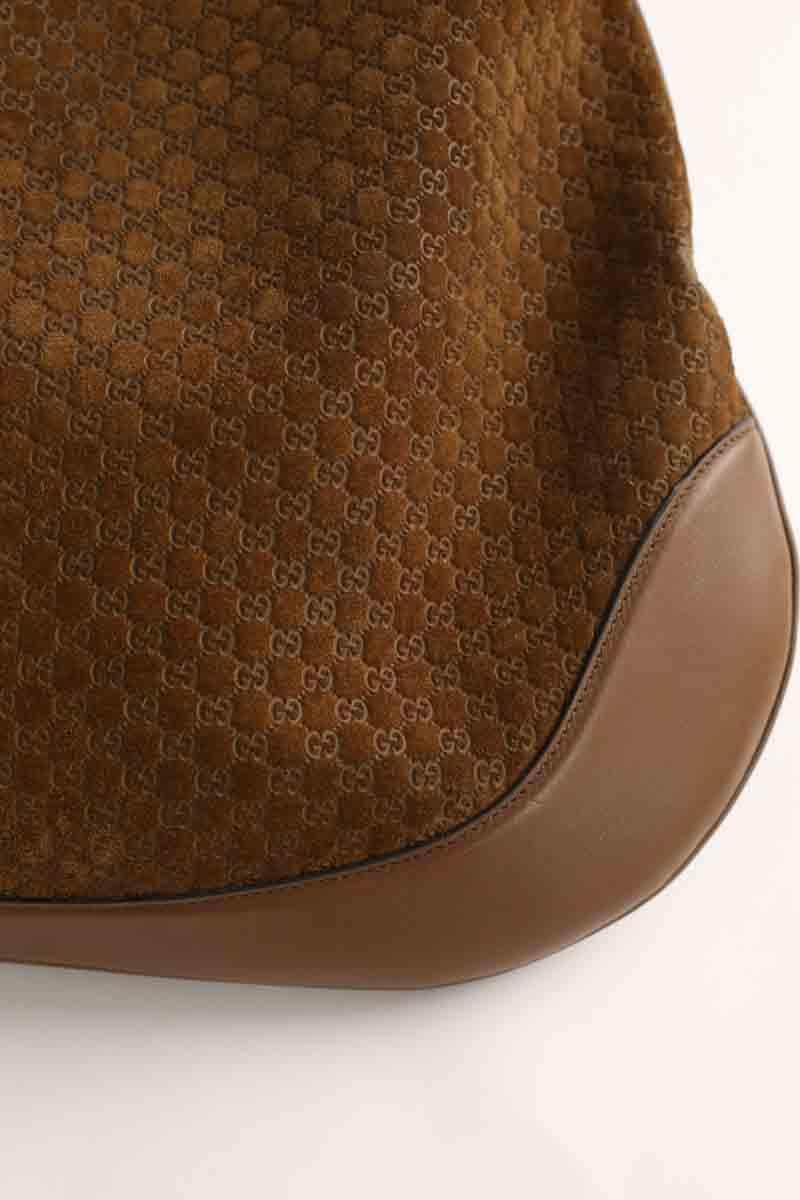 Sac porté épaule Gucci Gucci Brown Micro GG Suede B Large  Camel en Daim