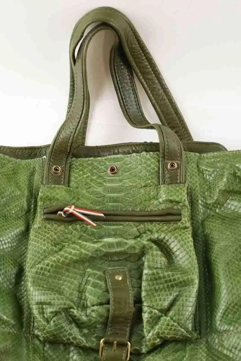 Sac porté épaule Jérôme Dreyfuss Billy Vert en Cuirs exotiques