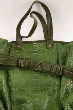 Sac porté épaule Jérôme Dreyfuss Billy Vert en Cuirs exotiques