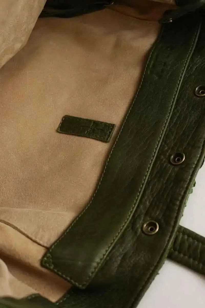 Sac porté épaule Jérôme Dreyfuss Billy Vert en Cuirs exotiques