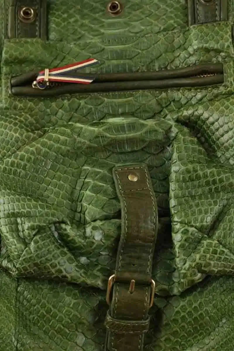 Sac porté épaule Jérôme Dreyfuss Billy Vert en Cuirs exotiques