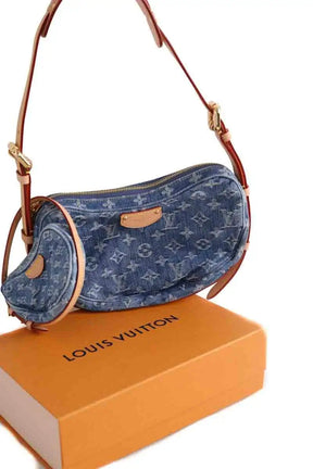 Sac porté épaule Louis Vuitton Croissant MM Bleu en Denim
