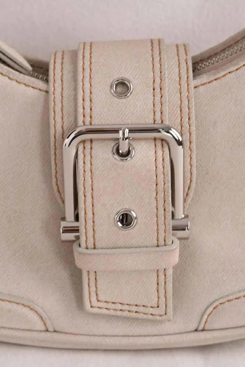 Sac porté épaule OSOI Hobo Brocle Beige en Denim