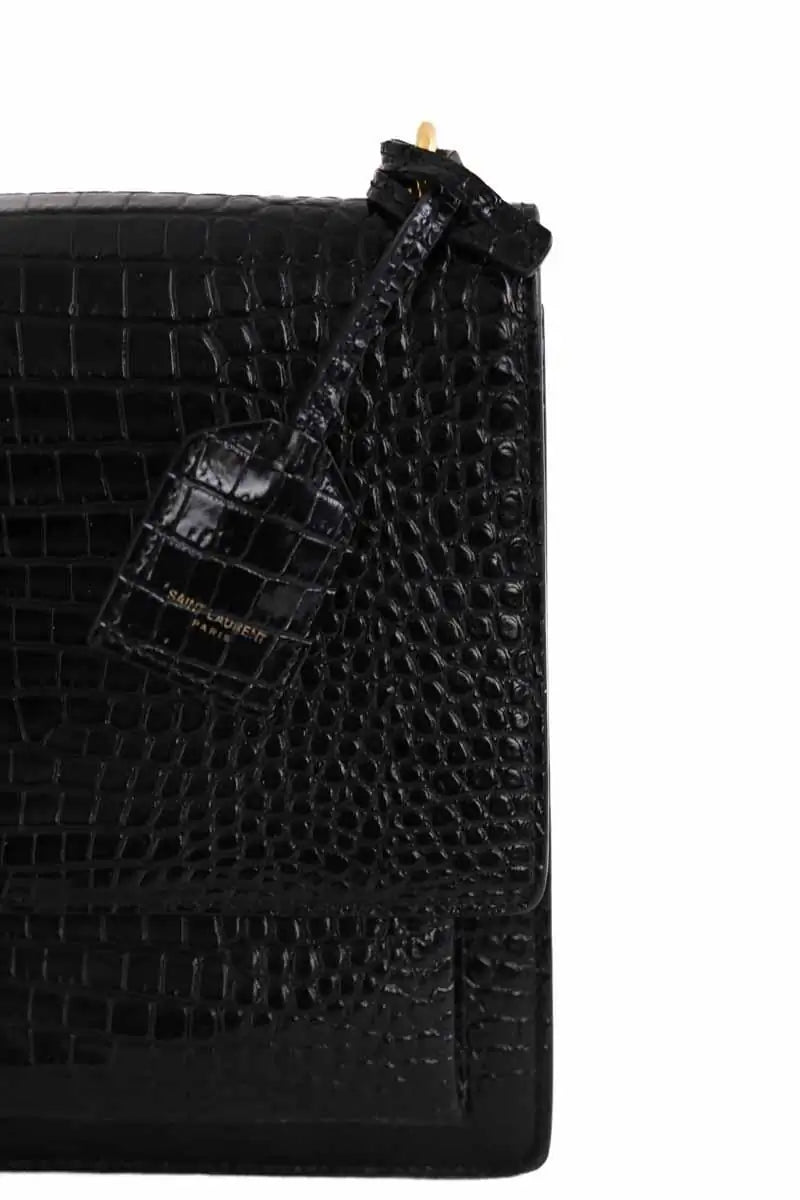 Sac porté épaule Saint Laurent Sunset Noir en Cuir