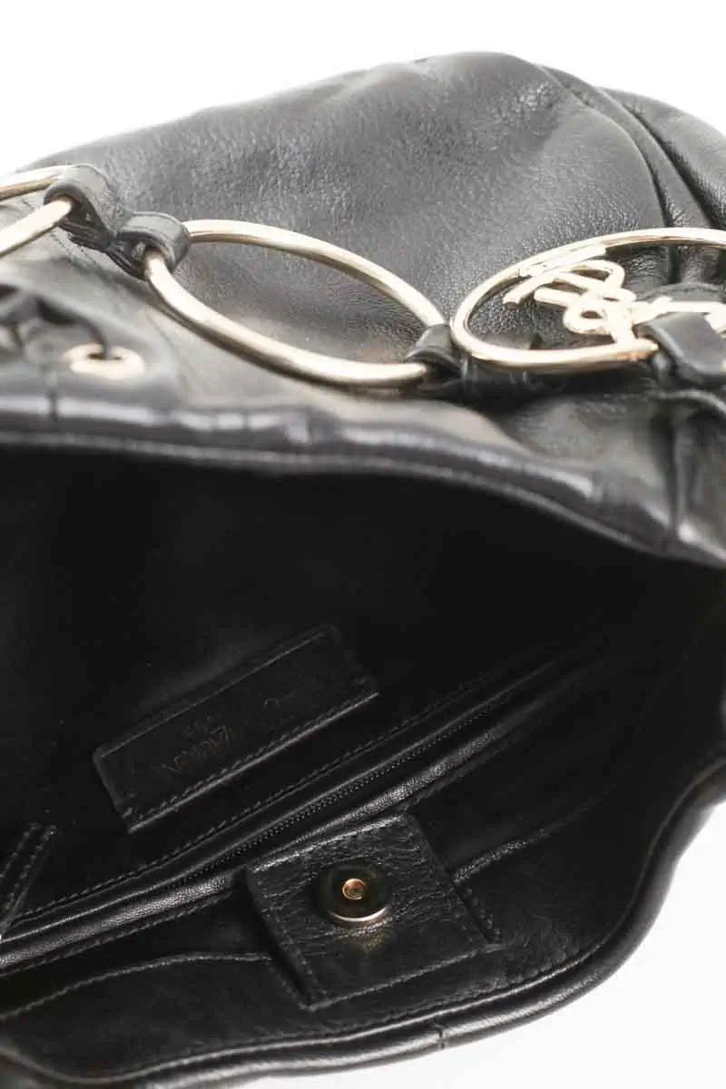 Sac porté épaule Yves Saint Laurent saharienne Noir en Cuir