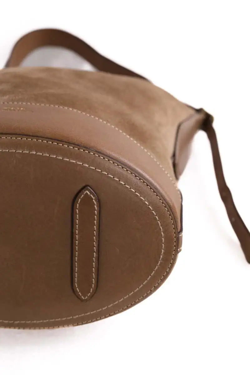 Sac seau Ralph Lauren Bellport bucket bag Camel en Daim