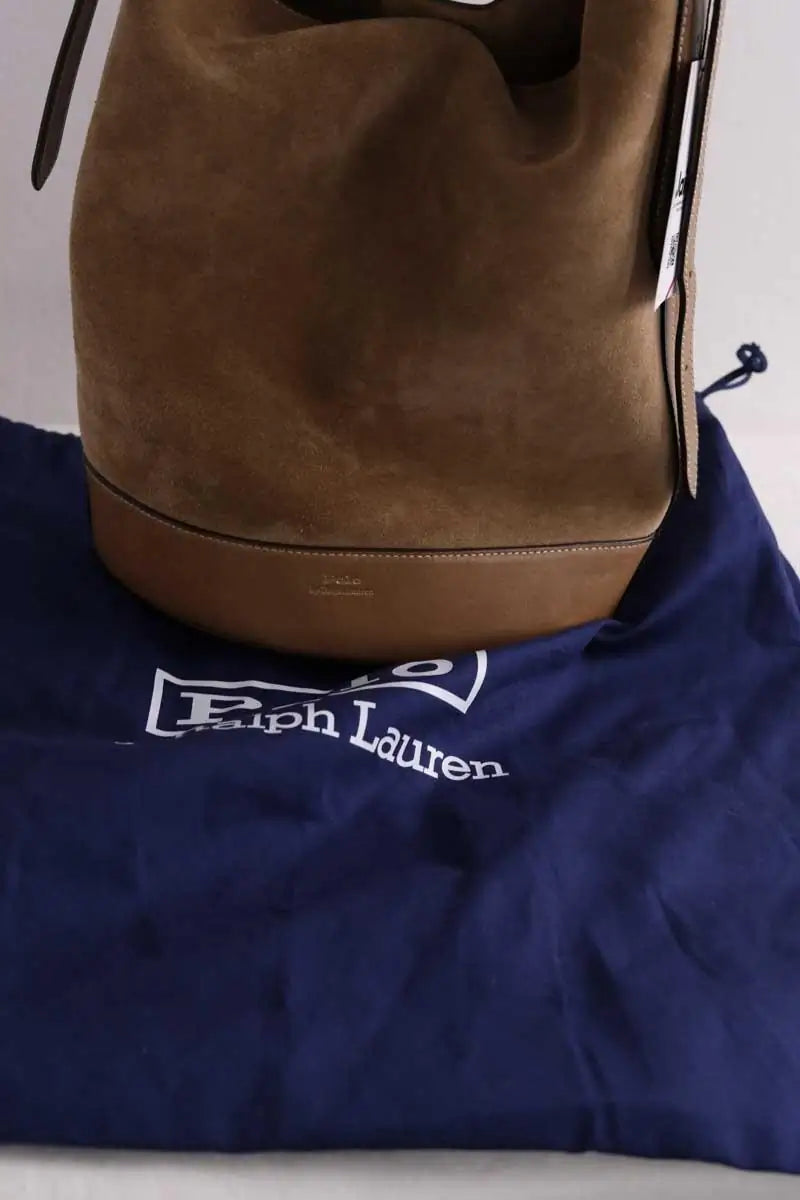 Sac seau Ralph Lauren Bellport bucket bag Camel en Daim