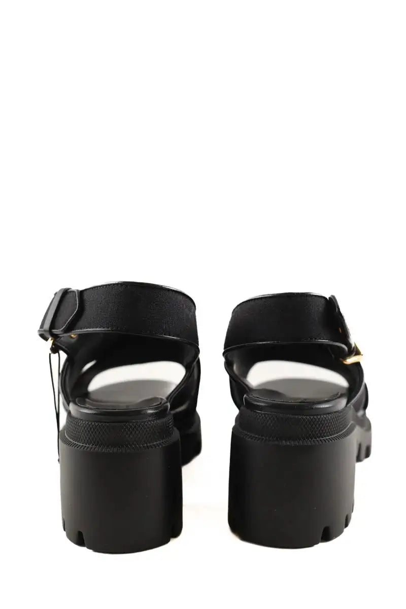 Sandales à talons Gucci Spartiates Noir en Tissu