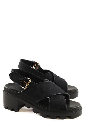 Sandales à talons Gucci Spartiates Noir en Tissu