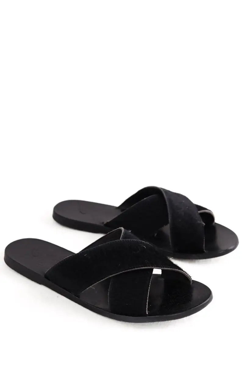 Sandales Ancient Greek Sandals Noir en Fourrure