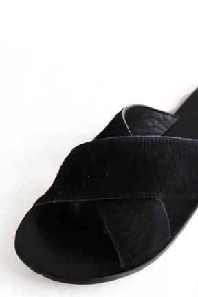 Sandales Ancient Greek Sandals Noir en Fourrure
