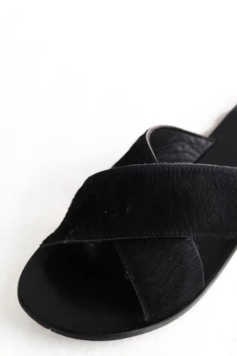 Sandales Ancient Greek Sandals Noir en Fourrure