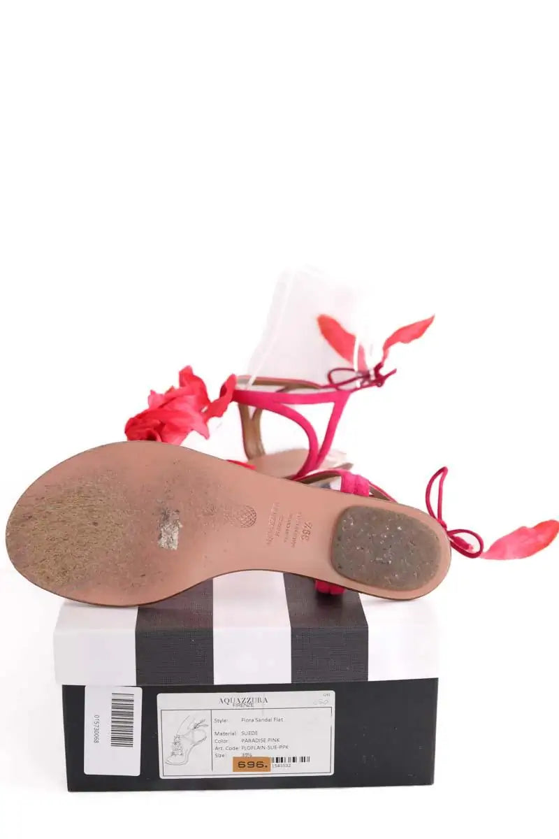 Sandales Aquazzura Flora sandal flat Rose en Cuir