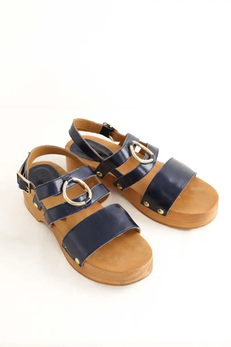 Sandales Balzac Lysia Bleu en Cuir