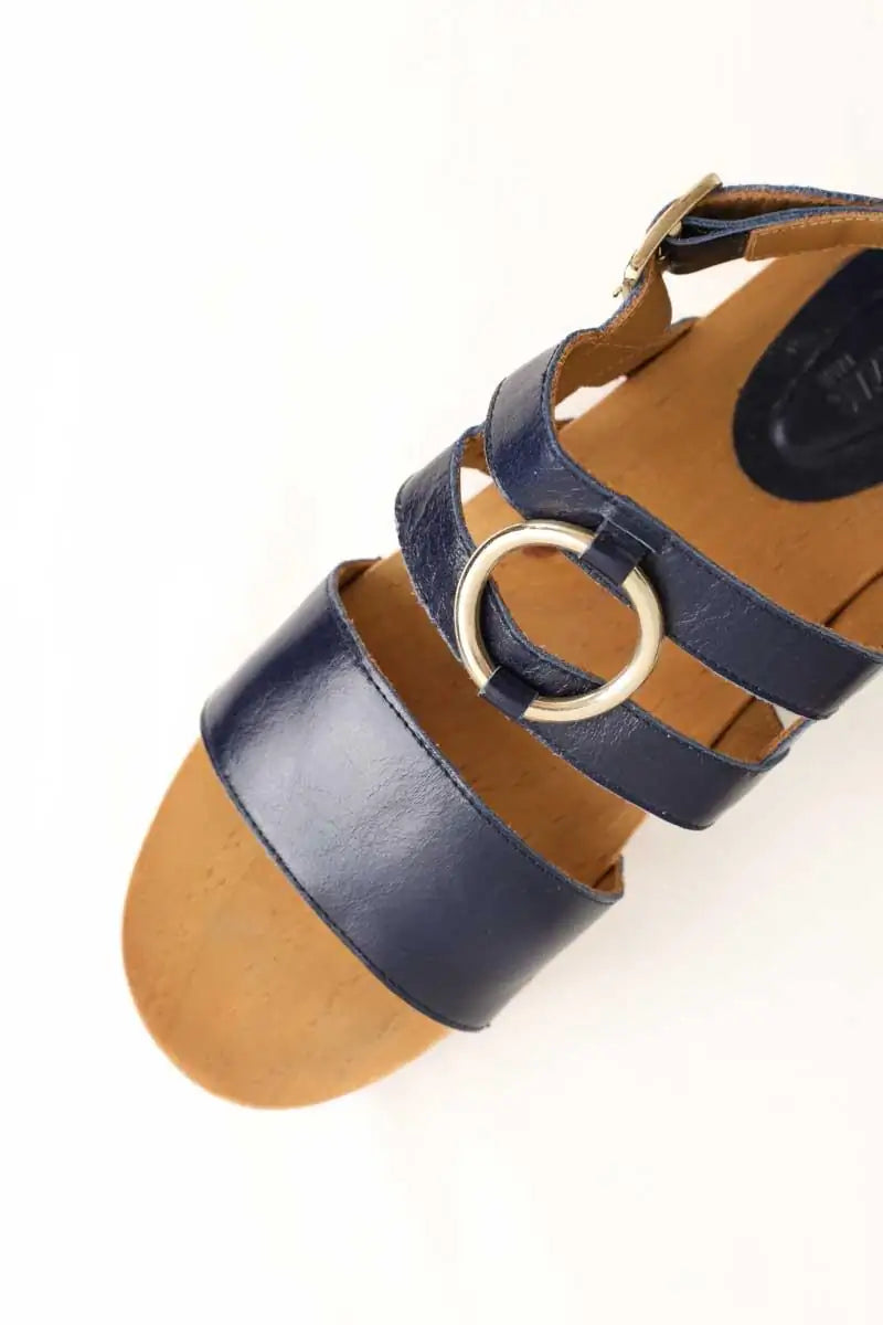 Sandales Balzac Lysia Bleu en Cuir