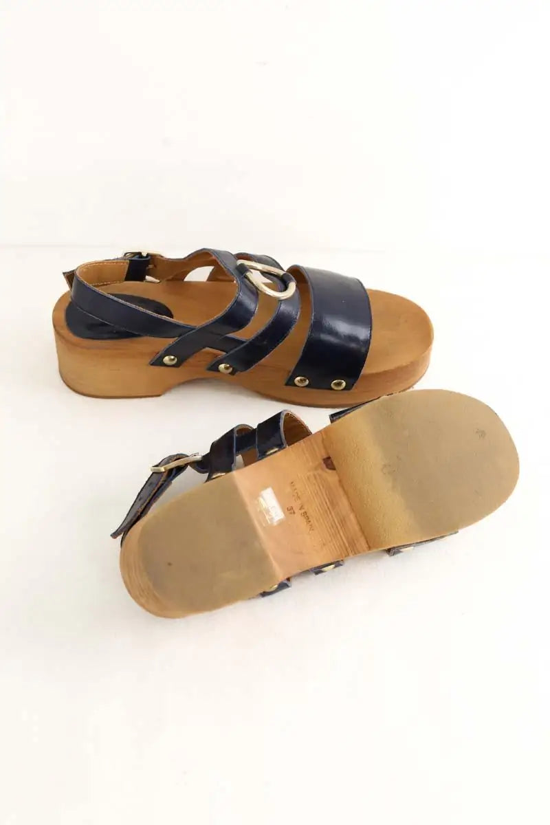 Sandales Balzac Lysia Bleu en Cuir