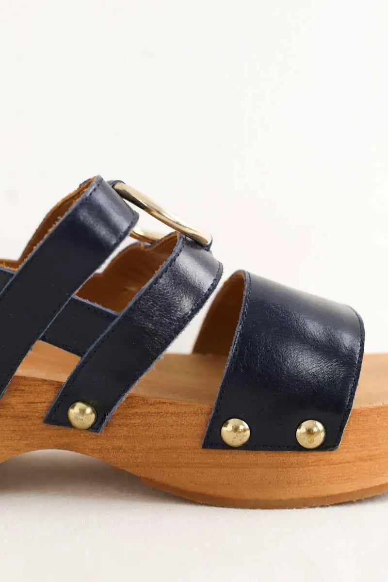 Sandales Balzac Lysia Bleu en Cuir