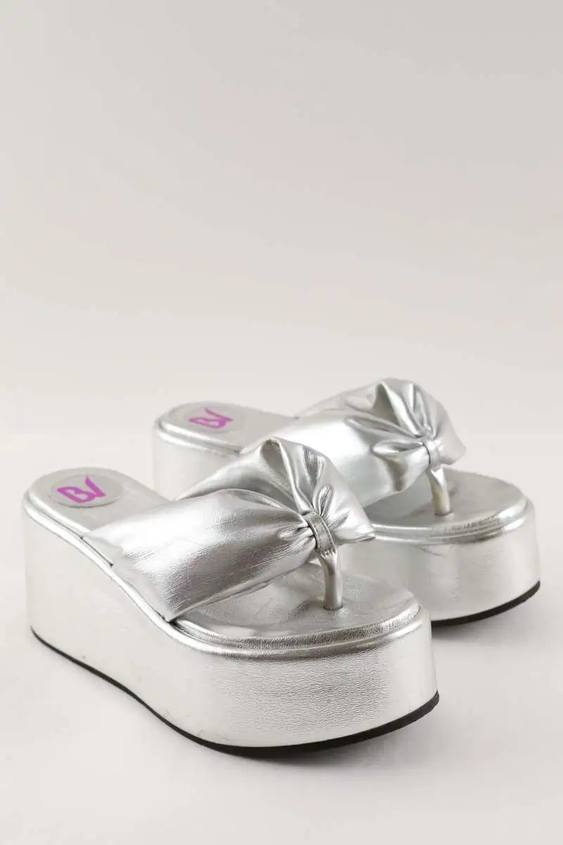 Sandales Bettina Vermillon Argent en Cuir