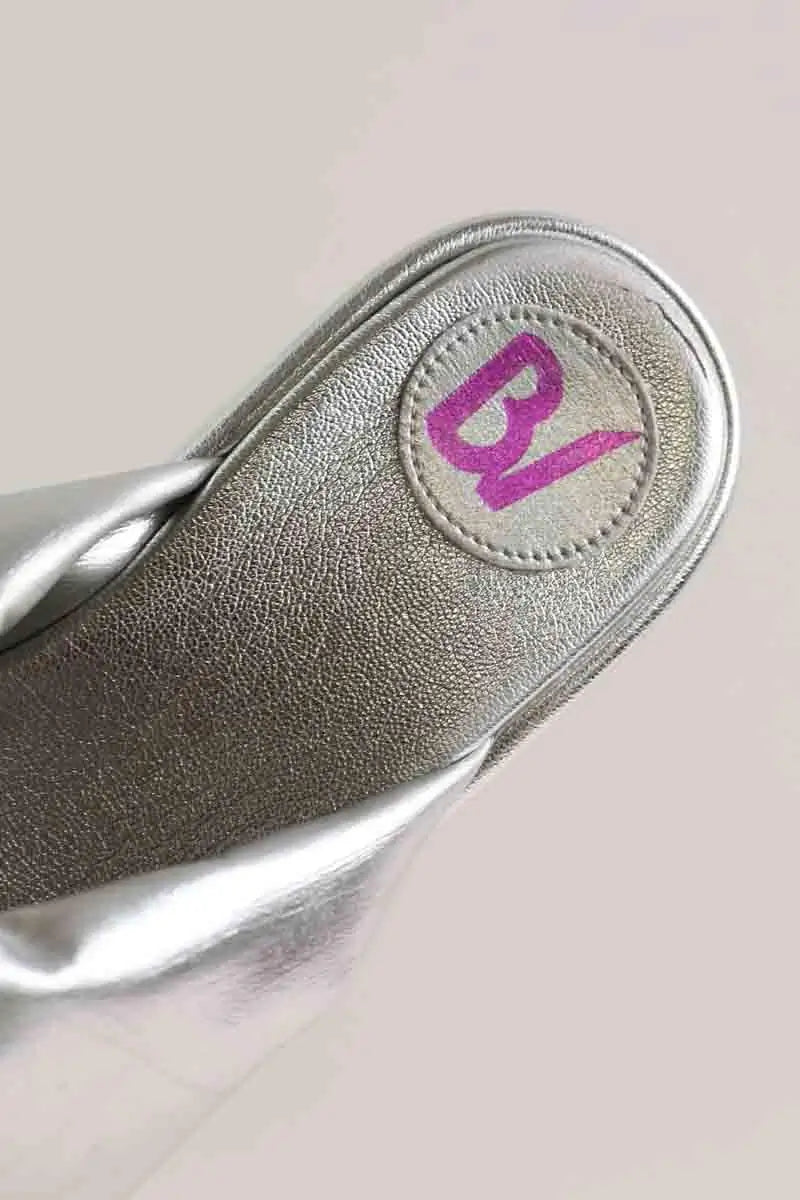 Sandales Bettina Vermillon Argent en Cuir