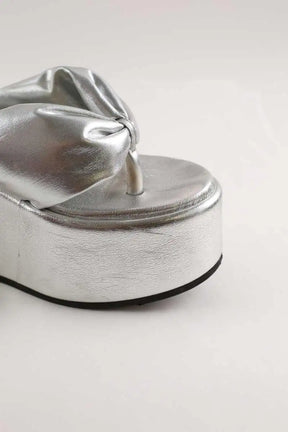 Sandales Bettina Vermillon Argent en Cuir