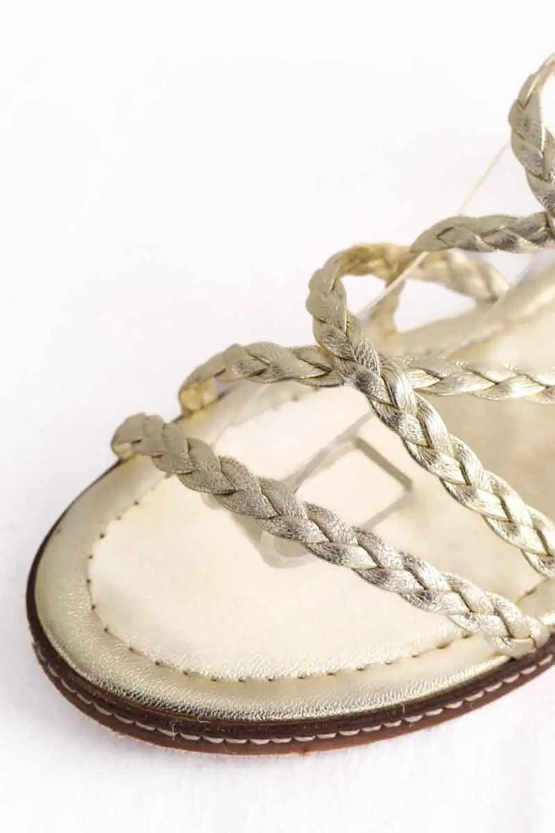 Sandales bobbies Doré en Cuir