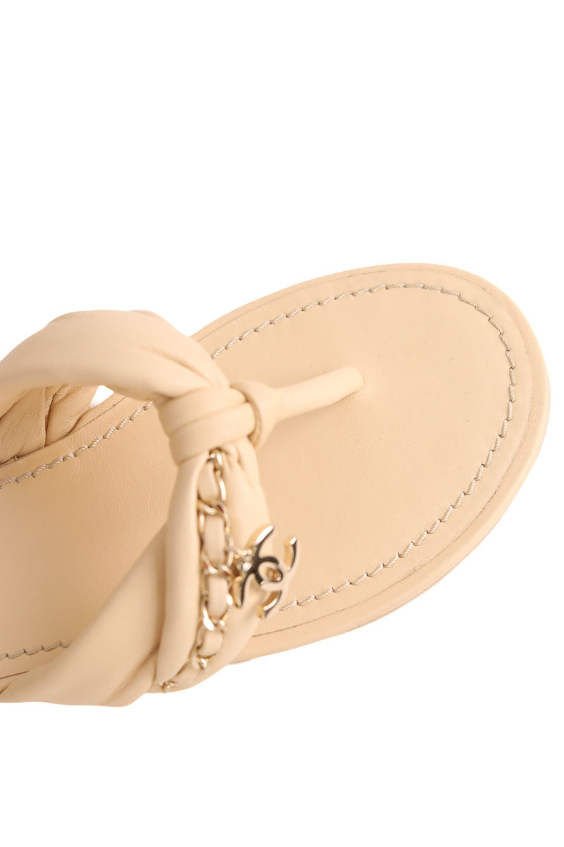 Sandales Chanel Beige en Cuir